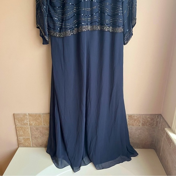 J Kara Navy Beaded Dress - NWT- Size 20W- with flutter sleeve - Picture 5 of 11